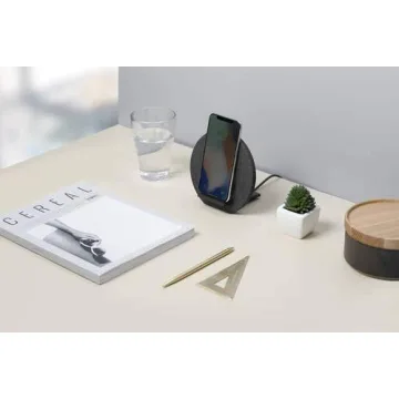 Native Union Dock Wireless Charger Stand - High Speed [Qi Certified] 10W Versatile Fast Wireless Charging Stand - Compatible with iPhone 11/11 Pro/11 Pro Max (Slate)