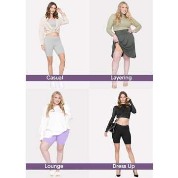 STRETCH IS COMFORT Women's Cotton Biker Shorts Charcoal Gray Small