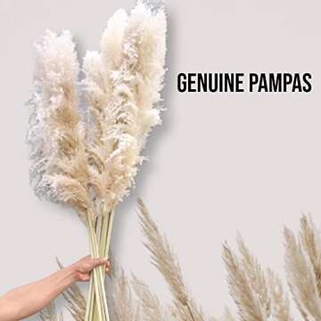 10 Stems Natural Pampas Grass Decor Tall (47 Inches) Pompas Floral Large Pampas Grass Boho Decor - Tall Pampas Grass for Floor Vase Wedding Home Grass by JTXCLUSIVES