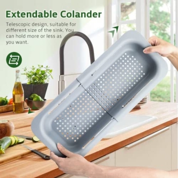 Komzon Extendable Kitchen Colander for Easy Draining
