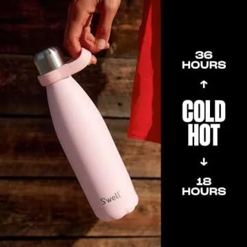 S'well Stainless Steel Water Bottle, 17oz, Pink Topaz, Triple Layered Vacuum Insulated Containers Keeps Drinks Cold for 36 Hours and Hot for 18, BPA Free, Perfect for On the Go