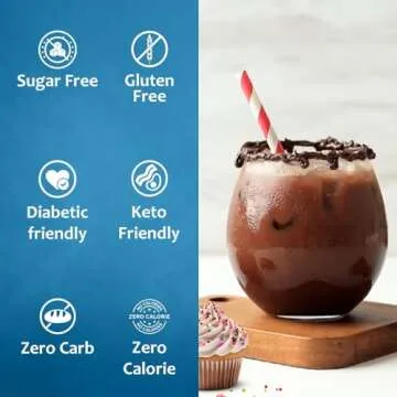 Syruvia Sugar-Free Cupcake Coffee Syrup - 25.4 fl oz Premium Coffee Flavoring Syrup. 0 Calories, Kosher, and Gluten-Free. Ideal for Drinks, Sodas, Shakes, Desserts, and More.