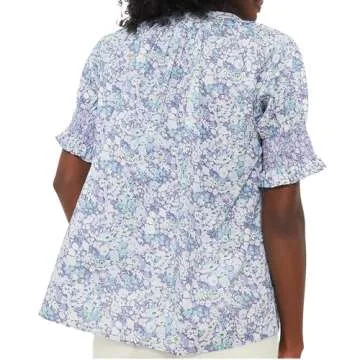 Stylish Womens Summer Floral Blouse Short Sleeve Top