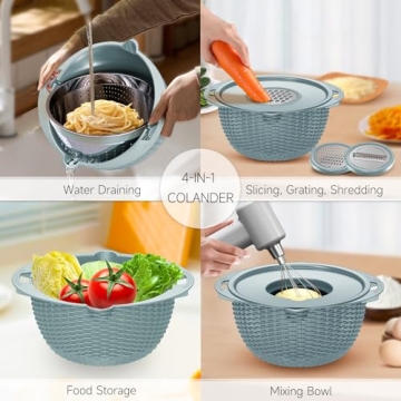 Versatile 4-in-1 Strainer Bowl Set for Effortless Meal Prep
