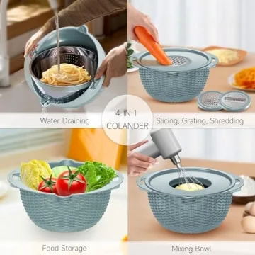 Versatile 4-in-1 Strainer Bowl Set for Effortless Meal Prep