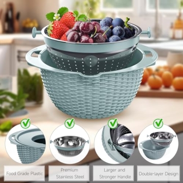 Versatile 4-in-1 Strainer Bowl Set for Effortless Meal Prep