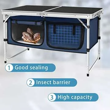 CampLand Outdoor Folding CampingTable with Aluminum Lightweight Height Adjustable with Storage Organizer Picnic Table for BBQ, Party, Camping (BlackBig)