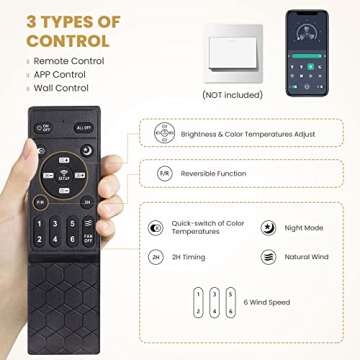 CROSSIO Modern Crystal Ceiling Fan with Lights Gold Retractable Ceiling Fan Dimmable LED Ceiling Fan...