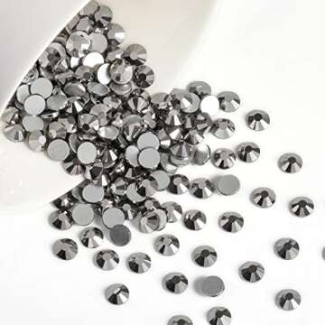 Beadsland 1440 Pieces Flat Back Crystal Rhinestones Round Gems,Hematite,SS20,4.6-4.8mm