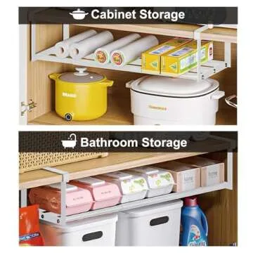 HGZBS Expandable Shoe Rack Organizer - Adjustable Shoe Rack & Under Cabinet Shelf - for Shoe or Clothing Storage and Organization, Under Shelf Storage (Black)