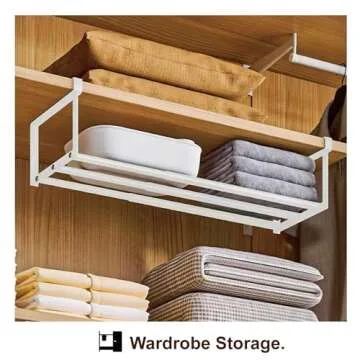 HGZBS Expandable Shoe Rack Organizer - Adjustable Shoe Rack & Under Cabinet Shelf - for Shoe or Clothing Storage and Organization, Under Shelf Storage (Black)