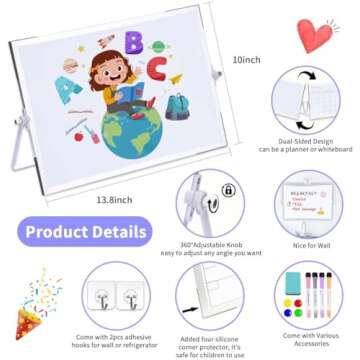 Double-Sided 14" x 10" Dry Erase Whiteboard with Stand