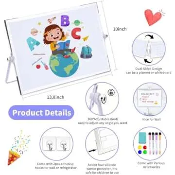 Double-Sided 14" x 10" Dry Erase Whiteboard with Stand