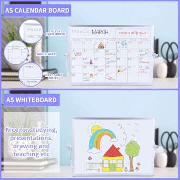 Double-Sided 14" x 10" Dry Erase Whiteboard with Stand
