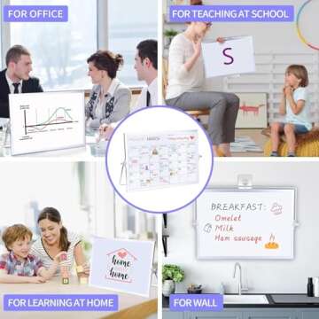Double-Sided 14" x 10" Dry Erase Whiteboard with Stand