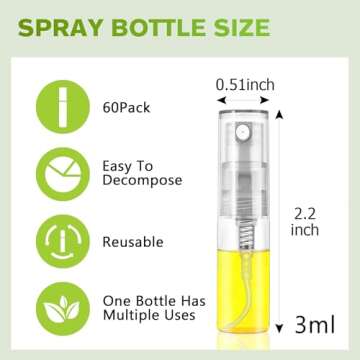 Csdtylh Mini Spray Bottle 3ml, Refillable Glass Spray Bottle, Glass Bottle Atomizer, Perfume Mouthwa...