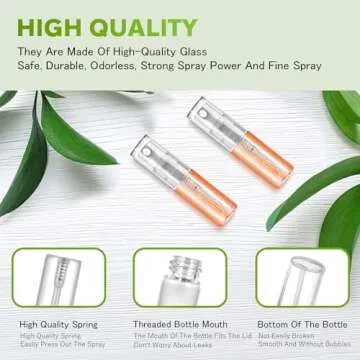 Csdtylh Mini Spray Bottle 3ml, Refillable Glass Spray Bottle, Glass Bottle Atomizer, Perfume Mouthwash Atomizer for Cleaning 3ml Refillable Container for Travel, Essential Oils, Perfume 60 Pcs, 3ml