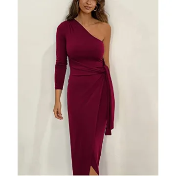 Elegant Long Sleeve One Shoulder Cocktail Dress for Women