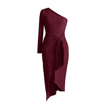 Elegant Long Sleeve One Shoulder Cocktail Dress for Women