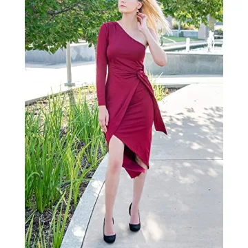Elegant Long Sleeve One Shoulder Cocktail Dress for Women