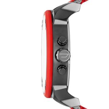 Diesel Mr. Daddy 2.0 Stainless Steel and Silicone Chronograph Men's Watch, Color: Gunmetal, Red (Mod...