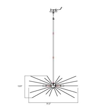 31 Inch Astra Sputnik Satellite Starburst Chandelier Urchin 4 Light (Gold)