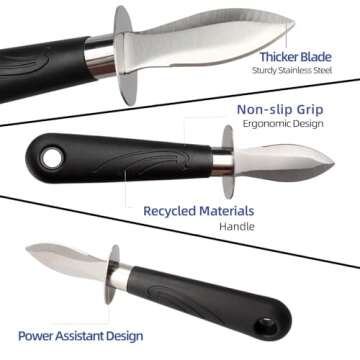 WENDOM Oyster Knife Shucker Set Oyster Shucking Knife and Gloves Cut Resistant Level 5 Protection Se...