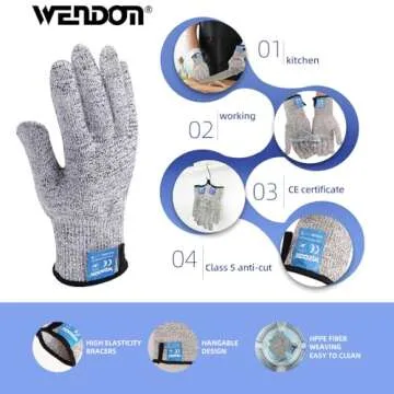 WENDOM Oyster Knife Shucker Set Oyster Shucking Knife and Gloves Cut Resistant Level 5 Protection Seafood Opener Kit Tools Gift(2knifes+2Glove+1Cloth)