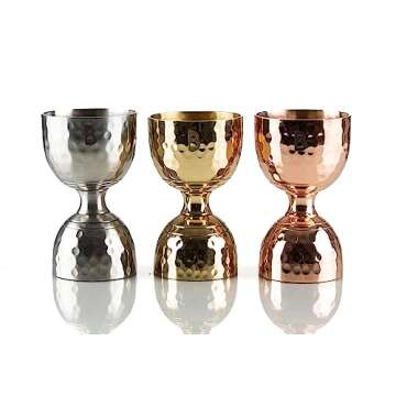 100% Copper Hammered Bell Double Jigger for Bartending|2 oz 1 oz Jiggers Shot Pourer Measuring Tool|Bar Tools|Cocktail Alcohol Measuring Cup|Liquid Measuring Tool