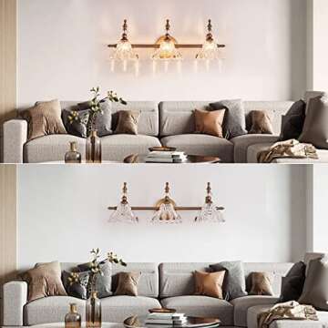 HDDFL Bathroom Vanity Lights Bathroom Light Fixtures Over Mirror Matte Brass 3 Lights Vanity Lighting Fixture Modern Wall Sconces Wall Light for Bedroom Dressing Room Living Room