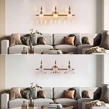 HDDFL Bathroom Vanity Lights Bathroom Light Fixtures Over Mirror Matte Brass 3 Lights Vanity Lighting Fixture Modern Wall Sconces Wall Light for Bedroom Dressing Room Living Room