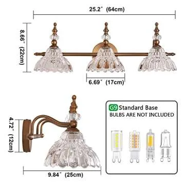 HDDFL Bathroom Vanity Lights Bathroom Light Fixtures Over Mirror Matte Brass 3 Lights Vanity Lighting Fixture Modern Wall Sconces Wall Light for Bedroom Dressing Room Living Room
