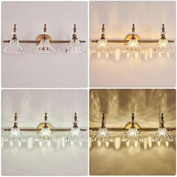 HDDFL Bathroom Vanity Lights Bathroom Light Fixtures Over Mirror Matte Brass 3 Lights Vanity Lighting Fixture Modern Wall Sconces Wall Light for Bedroom Dressing Room Living Room