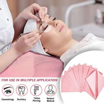 Dental Bibs Disposable 3 Ply Waterproof Patient Bibs Dental Tray Covers, Eyelash Extension Nail Art Tattoo Supplies 13" x 18", Pack of 125 (Pink)