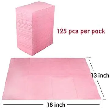 Dental Bibs Disposable 3 Ply Waterproof Patient Bibs Dental Tray Covers, Eyelash Extension Nail Art Tattoo Supplies 13" x 18", Pack of 125 (Pink)