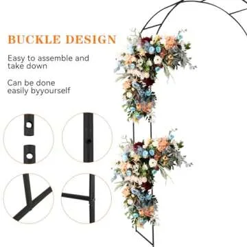 Adorox 7.8ft Garden Arch Trellis for Climbing Plants, Metal Arch Frame, Pumpkin Archway Outdoor Garden Arbors and Arches for Halloween Christmas Birthday Party Baby Shower Decoration(Black)