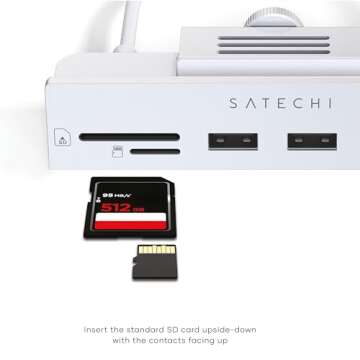Satechi USB C Hub – iMac USB Adapter – USB C Data Port, USB-A 3.0 Data, Micro/SD Card Readers, USB C Clamp Hub For Apple Studio Display & iMac 24-inch, Does Not Fit 2020 iMac & Earlier Models - Silver
