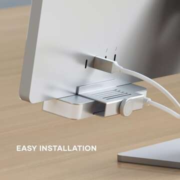 Satechi USB C Hub – iMac USB Adapter – USB C Data Port, USB-A 3.0 Data, Micro/SD Card Readers, USB C Clamp Hub For Apple Studio Display & iMac 24-inch, Does Not Fit 2020 iMac & Earlier Models - Silver