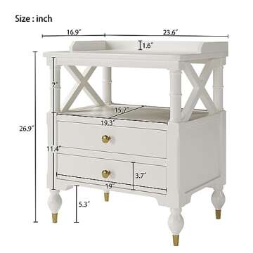 Harper & Bright Designs Nightstand with 2 Drawers and Open Storage Shelf, Wood Bedside Table, End Si...