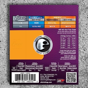 Elixir Acoustic Guitar Strings, Light 12-53 Set
