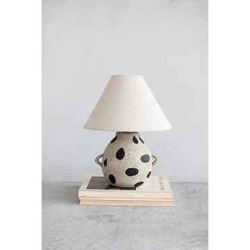 Creative Co-Op Terra-Cotta Dots Table Lamp, 12x12x15