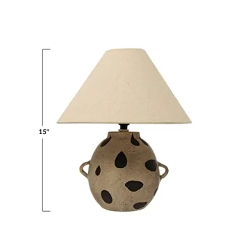 Creative Co-Op Terra-Cotta Dots Table Lamp, 12x12x15