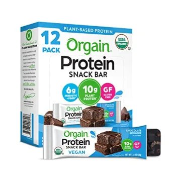 Orgain Organic Vegan Protein Bars, Chocolate Brownie - Low Calorie Healthy Snacks