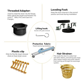 Neodrain Gold Linear Shower Drain, Stylish & Functional