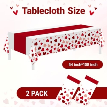 Valentine's Day Tablecloth 54x108 - 2 Pack Disposable