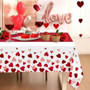 Valentine's Day Tablecloth 54x108 - 2 Pack Disposable