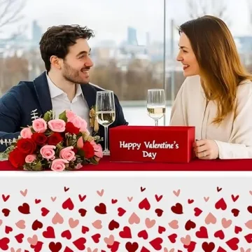 Valentine's Day Tablecloth 54x108 - 2 Pack Disposable