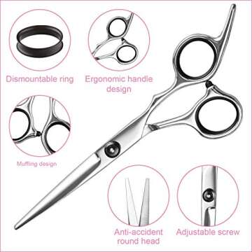 Hair Cutting Scissors Thinning Shears- Fcysy Professional Barber Sharp Hair Scissors Hairdressing Shears Kit with Haircut Accessories in Leather Case for Cutting Styling Hair for Women Men Pet- 7 Pcs