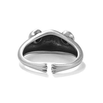 LOVECOM Real 925 Sterling Silver Rings for Women Silver Cute Frog Open Finger Rings Vintage Lovely Animal Wedding Bands Statement Ring Silver Fashion Party Jewelry Gifts (silver)