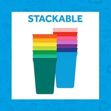 Re-Play Made in USA 10 Oz. Open Cups for Toddlers, Set of 4 - Reusable and Stackable Toddler Cups for Easy Storage - Dishwasher/Microwave Safe Kids Plastic Cups, 4.75" x 3.25", Under The Sea